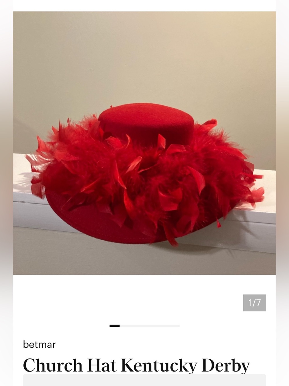 Betmar Red Feather Trim Kentucky Derby Hat Wool Fedora Hat Wide Brim